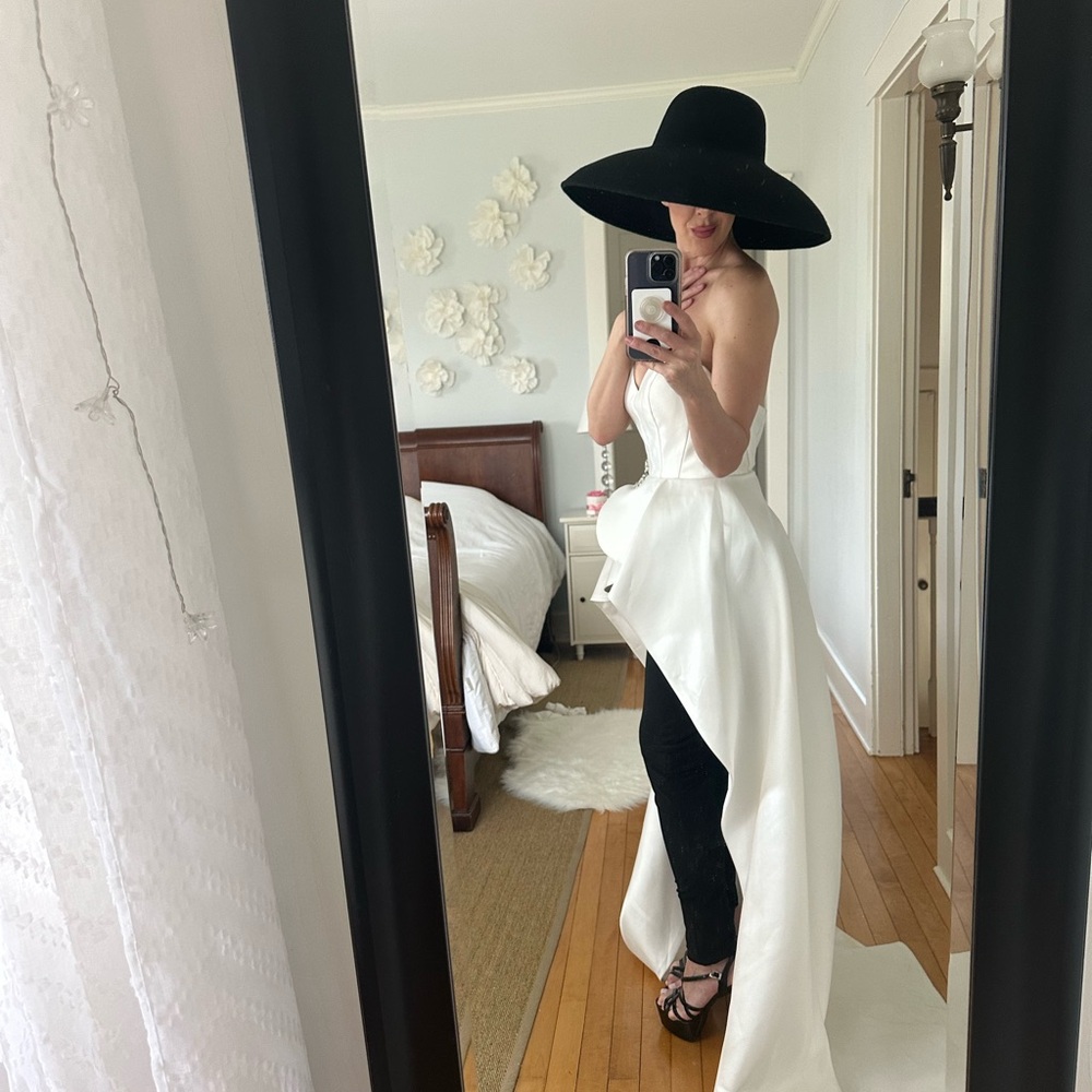 Jovani Black and White Strapless Jumpsuit